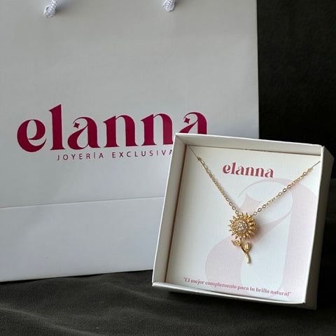 EXCLUSIVO COLLAR GIRATORIO GIRASOL CON RAMAS Y HOJAS 🌻