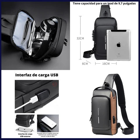 CANGURO TIPO BANDOLERA - MORRAL ANTIRROBO 🔥