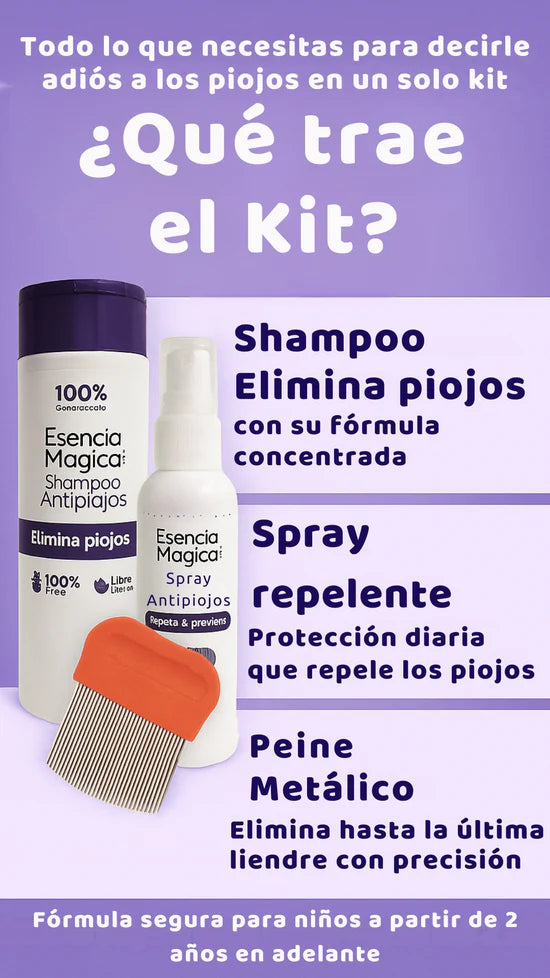 Esencia Mágica: Tratamiento Antipiojos Natural + Spray Preventivo + Peine 💅