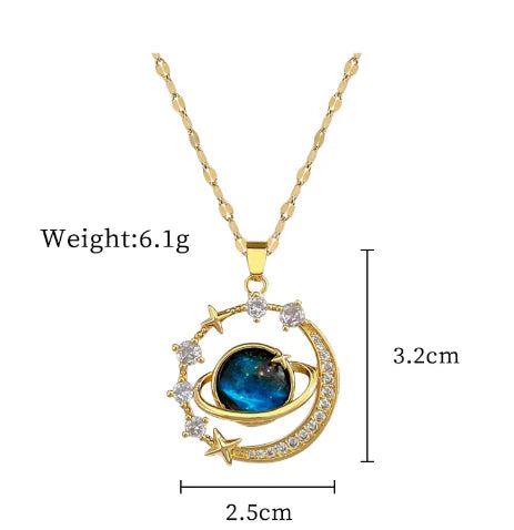 COLLAR SATURNO CON LA LUNA + CAJA DE REGALO