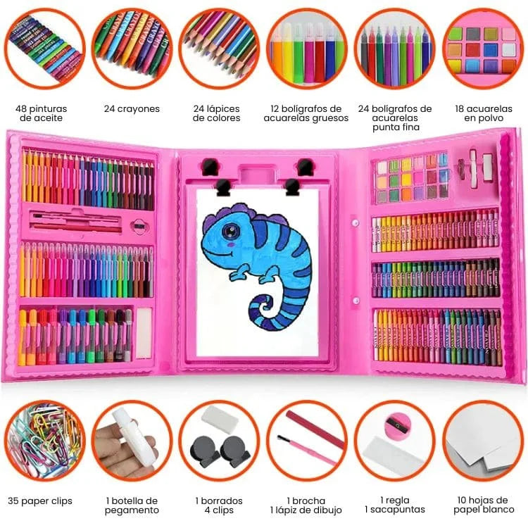 MEGA SET DE ARTE DE 208 PIEZAS NIÑOS / NIÑAS 🖼️🎨