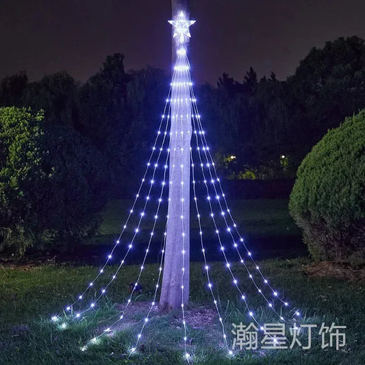 Estrella En Cascada Hiperrealista - Con Paneles Solares - Magic Christmas 🎅🎄