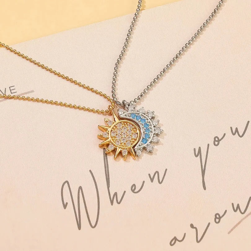 Collar Sol y Luna Eclipse Bañados en Oro + Caja Gratis 🌘✨