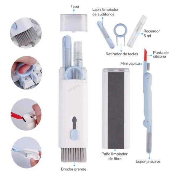 KIT LIMPIADOR 8 EN 1 (PC, Teclado, Airpods)