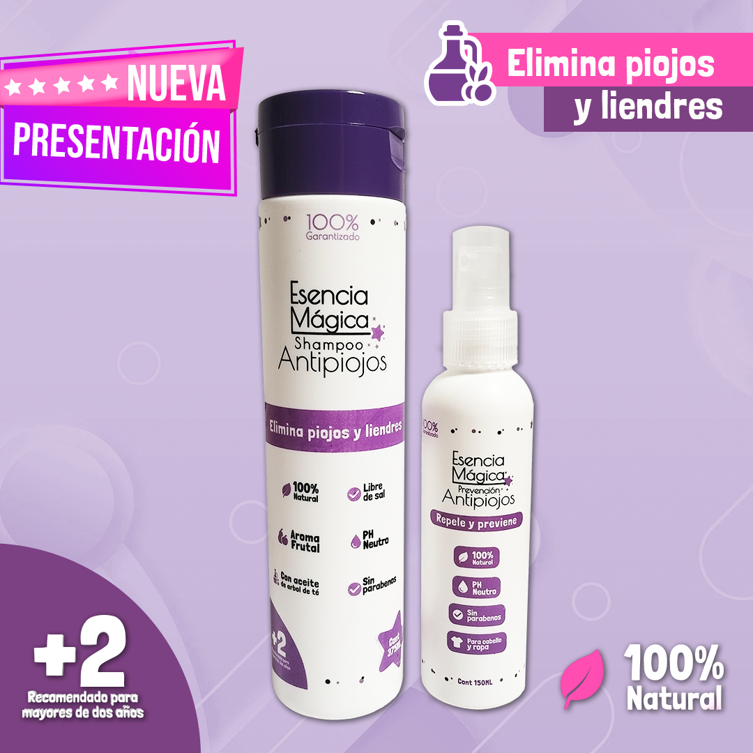 Esencia Mágica: Tratamiento Antipiojos Natural + Spray Preventivo + Peine 💅