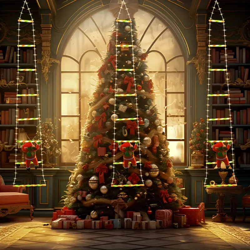 ESCALERA LED NAVIDEÑA DE 2 METROS + PAPÁ NOEL 30CM