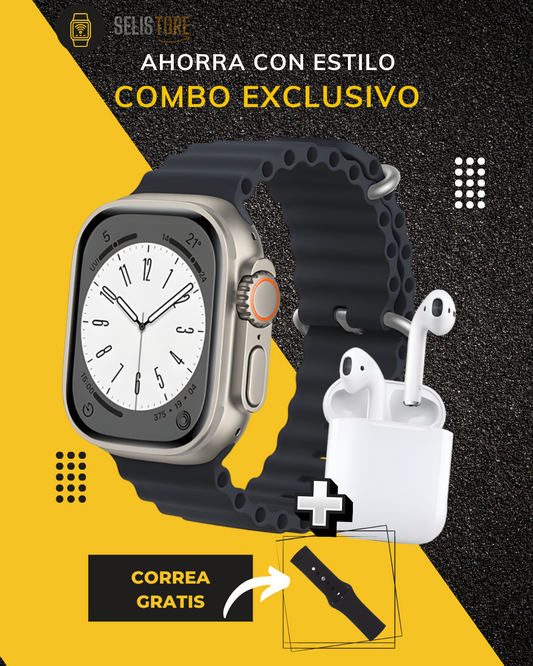 😮 COMBO PRO: SMARTWATCH + AIRPODS + FUNDA + OBSEQUIO 🎧⌚