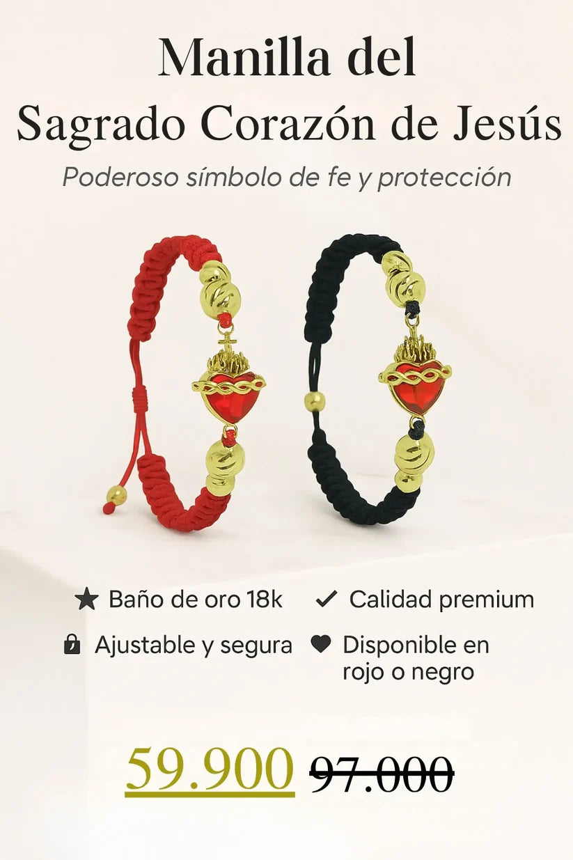 PULSERA CORAZON DE JESUS TEJIDA A MANO