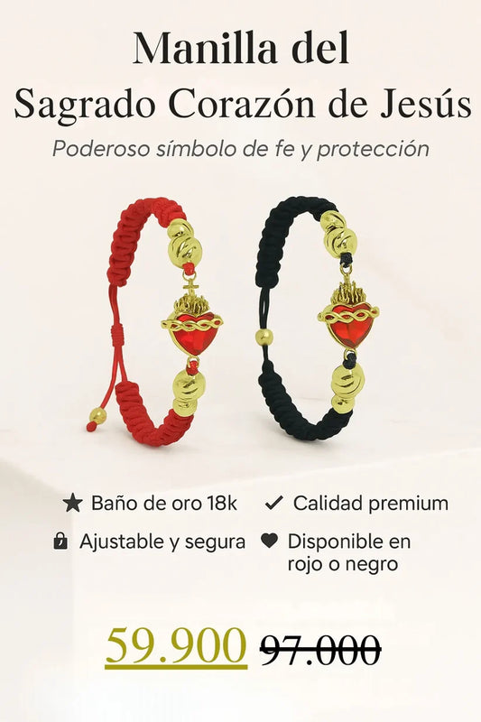 PULSERA CORAZON DE JESUS TEJIDA A MANO