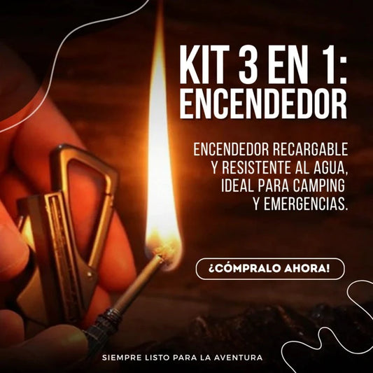 KIT DE EMERGENCIA: ENCENDEDOR, LLAVERO Y ABRIDOR