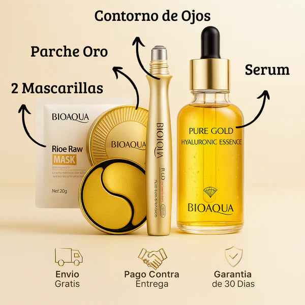 COMBO ANTI EDAD: PARCHES 60, SÉRUM DE ORO 24K Y CONTORNO + REGALOS 🎁