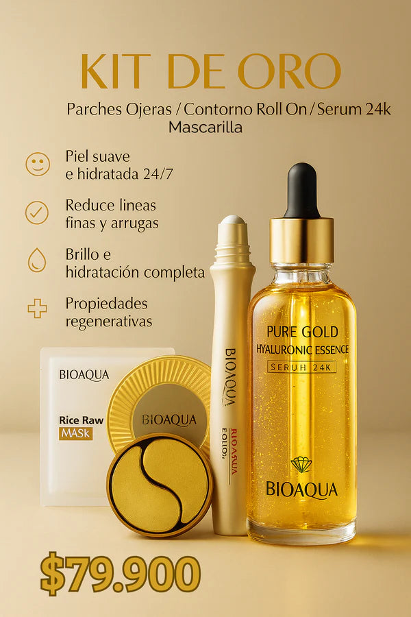 COMBO ANTI EDAD: PARCHES 60, SÉRUM DE ORO 24K Y CONTORNO + REGALOS 🎁