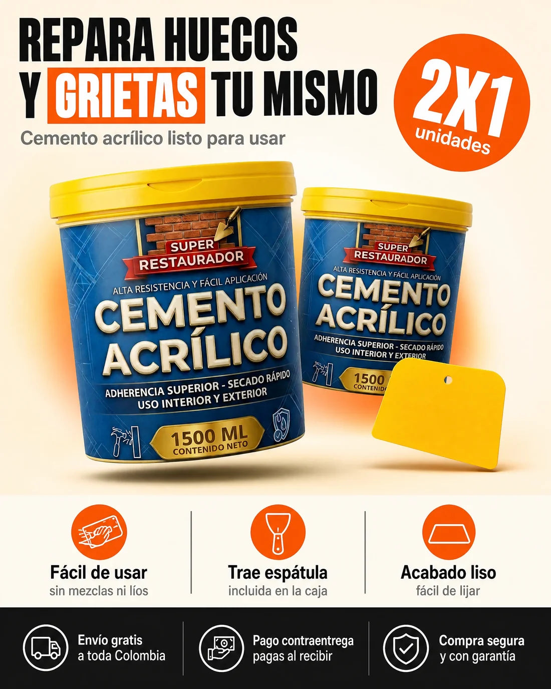 CEMENTO ACRILICO - Repara Huecos y Grietas - PROMO 2X1 🤩🧱