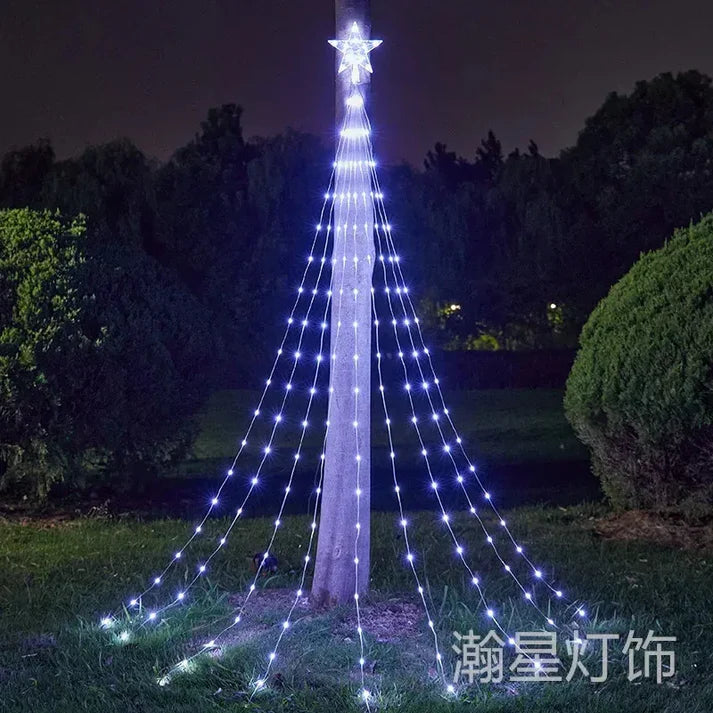 Estrella En Cascada Hiperrealista - Con Paneles Solares - Magic Christmas 🎅🎄