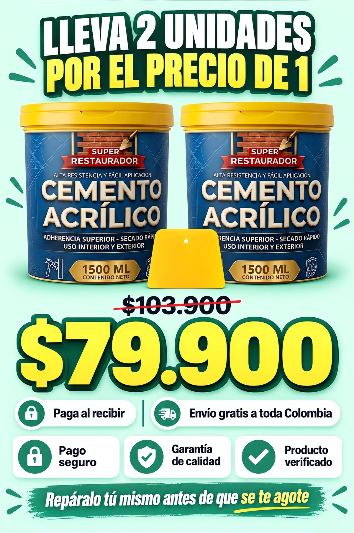 CEMENTO ACRILICO - Repara Huecos y Grietas - PROMO 2X1 🤩🧱