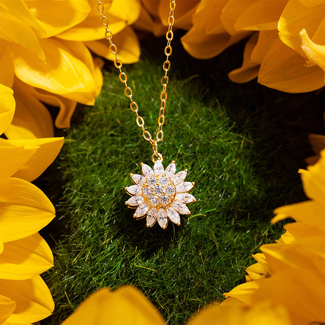 COLLAR GIRASOL GIRATORIO + CAJA DE REGALO DE LUJO EN FORMA DE CORAZÓN – latiendadeltodo